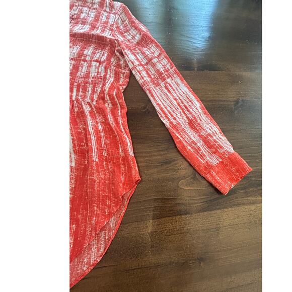 Anthropologie Maeve Orange White Calia Tunic Button Down Top Women's Size 8 - Picture 5 of 9